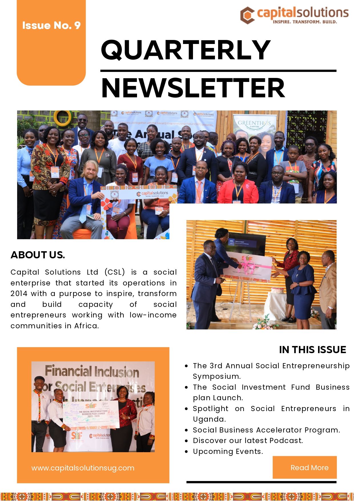 , Quarterly Newsletter: Empowering Financial Growth - Issue 9 (Oct-Dec), Capital Solutions Limited, CSL, Capital solutions uganda
